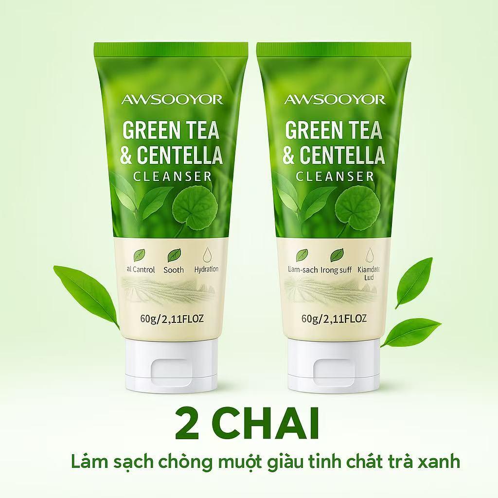 Sữa rửa mặt trà xanh rau má 60g rửa trôi nhẹ nhàng lớp kem chống nắng, da dễ chịu không bị căng tức, hỗ trợ làm giảm dầu thừa, phù hợp nhiều loại da, thích hợp cho cả nam & nữ
